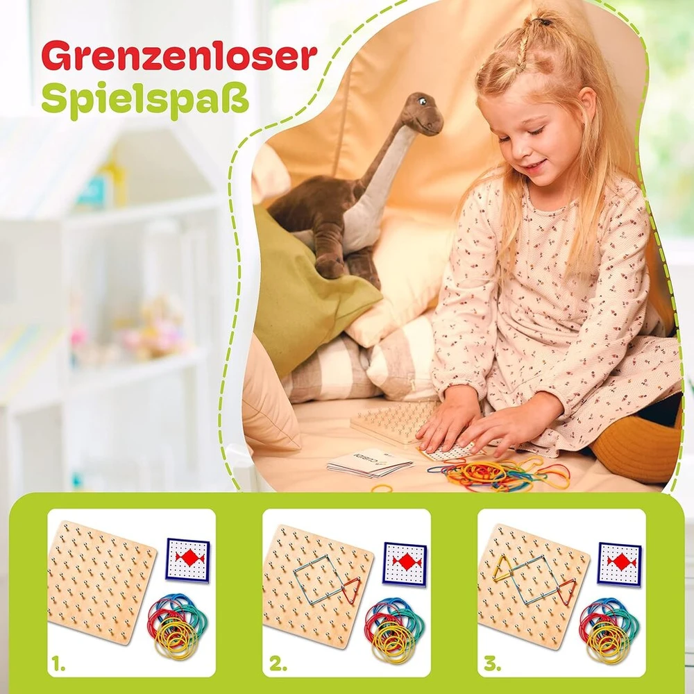 Cubidi® Medinis Geoboard: Kūrybiškas Montessori žaislas vaikams nuo 3 metų