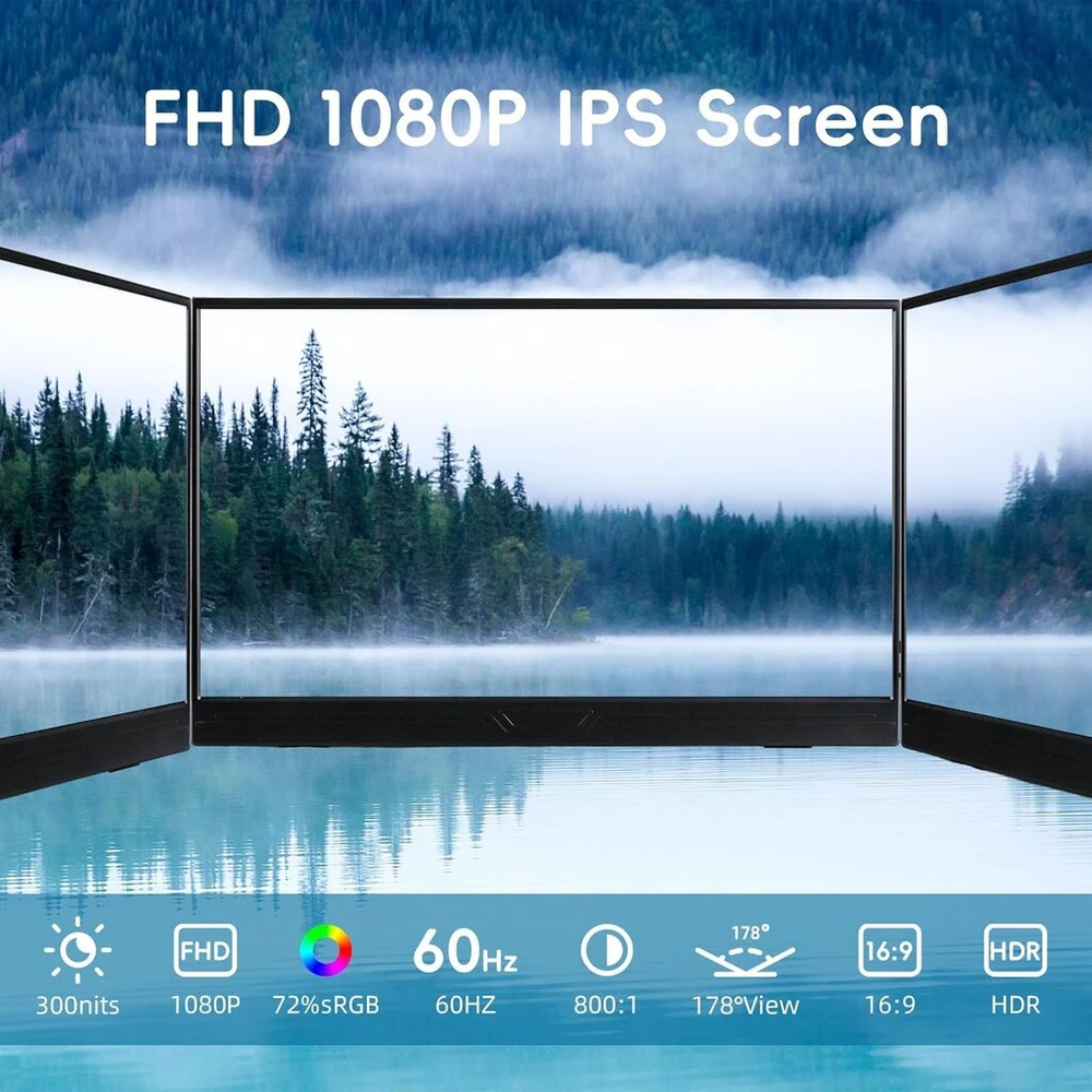 Cuqi nešiojamas monitorius, 15.6 colių fhd nešiojamas monitorius, 1920 x 1080 hdr ips mobilus monitorius su type-c hdmi, skirtas nešiojamam kompiuteriui/pc/raspberry pi/išmaniajam telefonui/mac/XBOX/ps4/switch