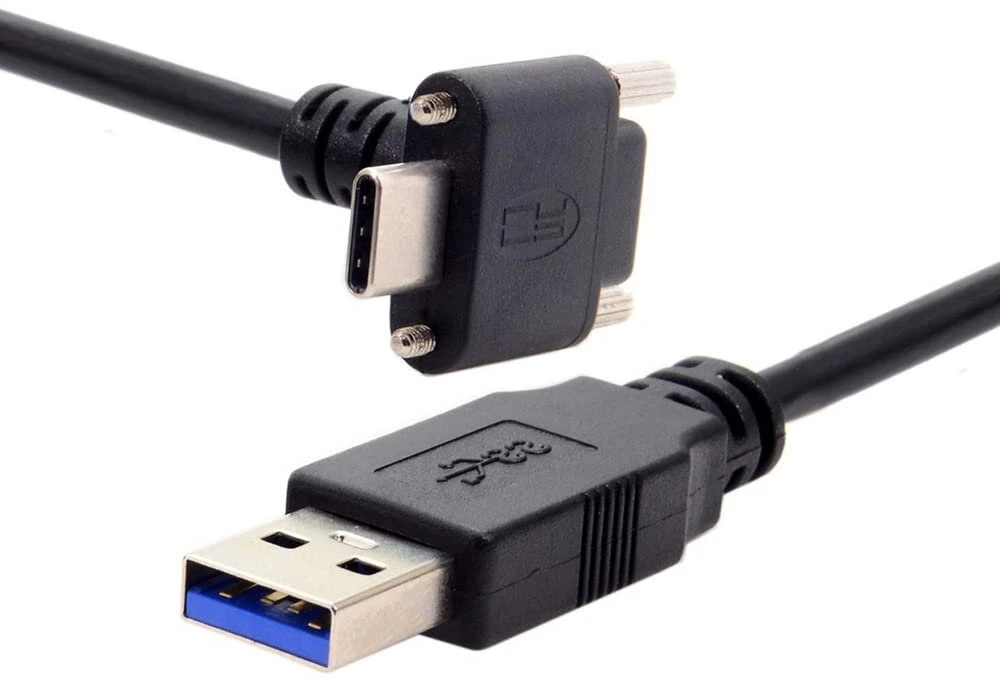 Cy 90 laipsnių žemyn nukreiptas kampinis užsukamas usb-c į usb 3.0 duomenų 5 gbps kabelis type c vr kamerai nešiojamam kompiuteriui (120 cm)