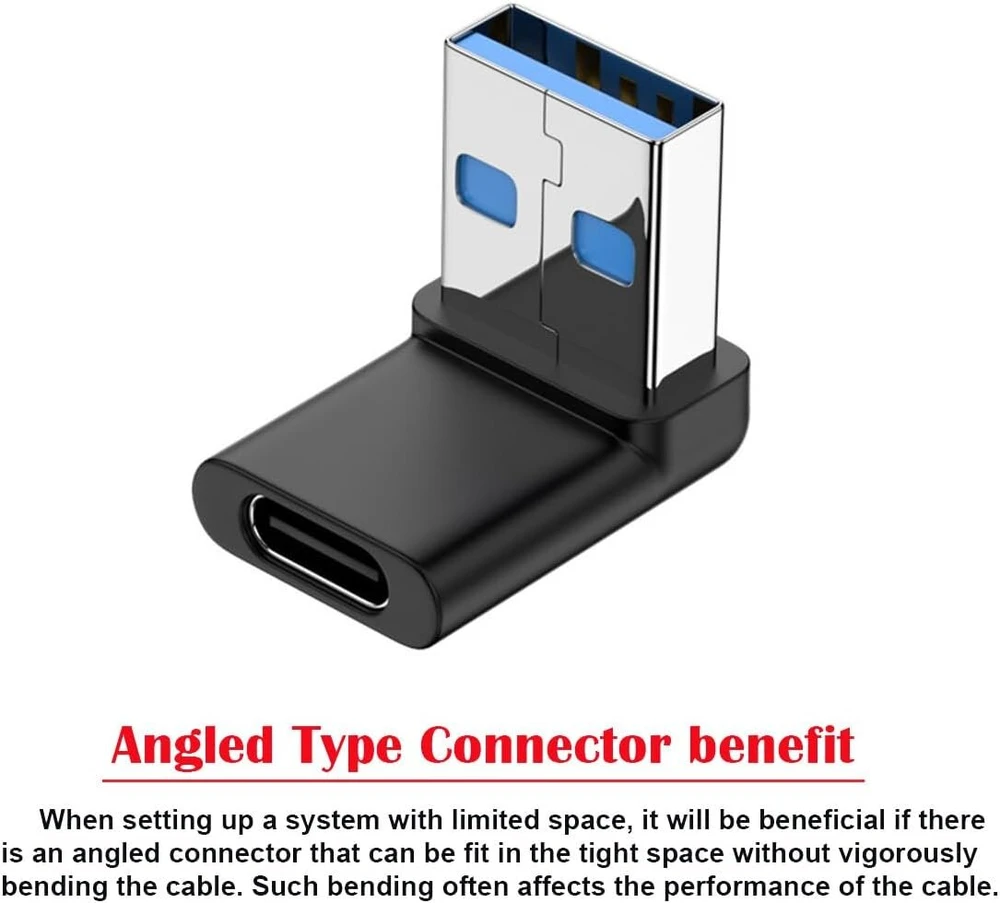 Cy usb c female 90 laipsnių žemyn nukreiptas į usb 3.0 a male duomenų adapterį nešiojamam kompiuteriui