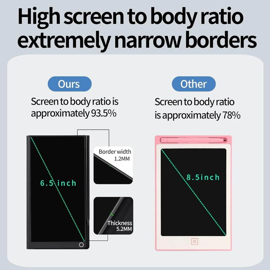 Klaviatūra Czemo Lcd rašymo lenta suaugusiems 6.5 colio su apsauginiu dėklu, daugkartinio naudojimo Lcd rašymo lentos, skaitmeninis rašymo planšetinis kompiuteris, stebuklinga lenta biurui, klasei, atmintinėms, užrašams, paprasta