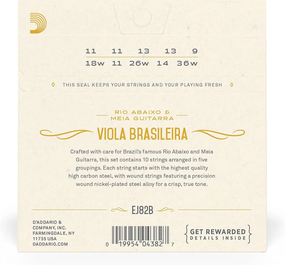 D'addario Ej82b "rio Abaixo and Meia Guitarra Brasileira" violos komplektas