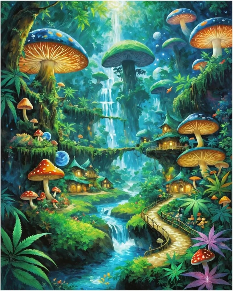 Daisen Art Peizažas tapyba pagal skaičius suaugusiems, tapyba pagal skaičius suaugusiems, vaikams, pradedantiesiems, lengva ant drobės, tapyba pagal skaičius su dažais ir teptukais, peizažas, 40 x 50 cm