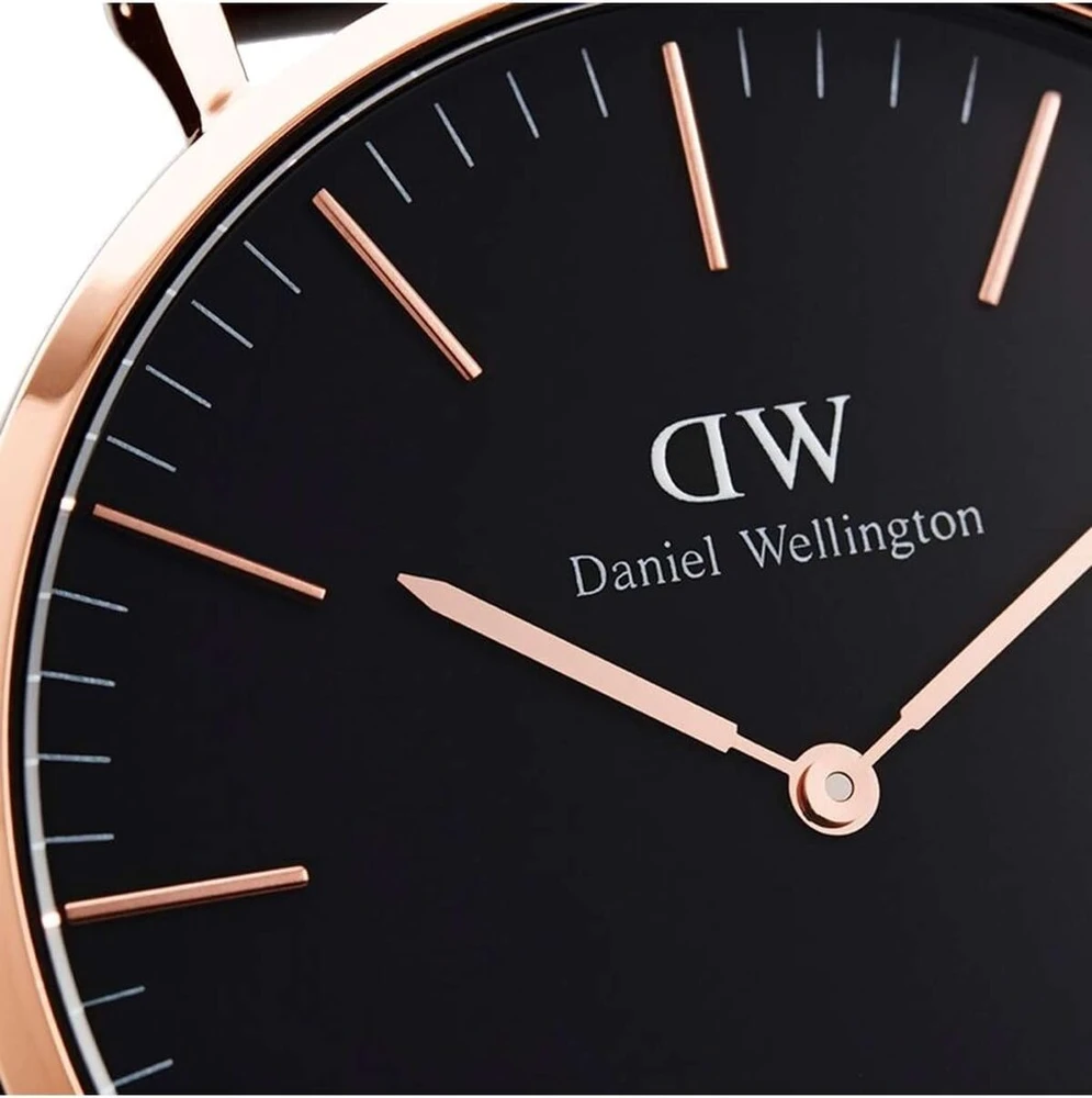 Daniel Wellington Classic Cornwall, juodas/rožinio aukso laikrodis, 40 mm, nato, vyrams