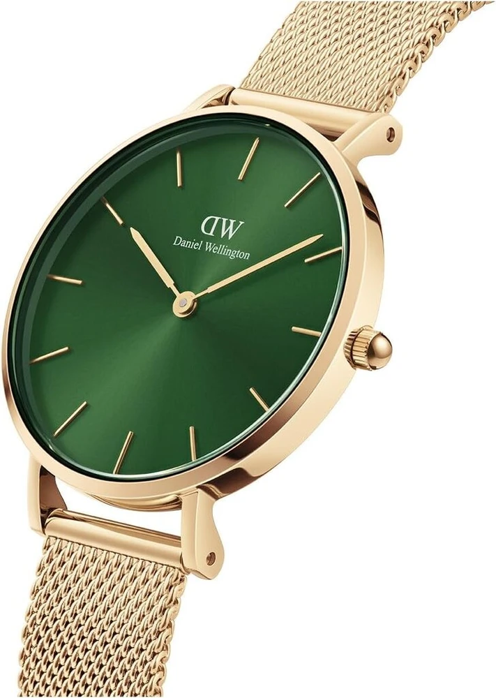 Daniel Wellington Petite laikrodis 28 mm dvigubo padengimo nerūdijantis plienas (316l) aukso spalvos, žalios spalvos, moderni klasika