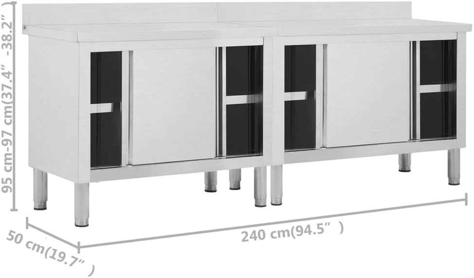 Darbastaliai su durimis, 2vnt., 240x50x(95-97)cm, plienas