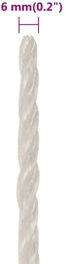 Darbo virvė, baltos spalvos, 6mm, 500m, polipropilenas