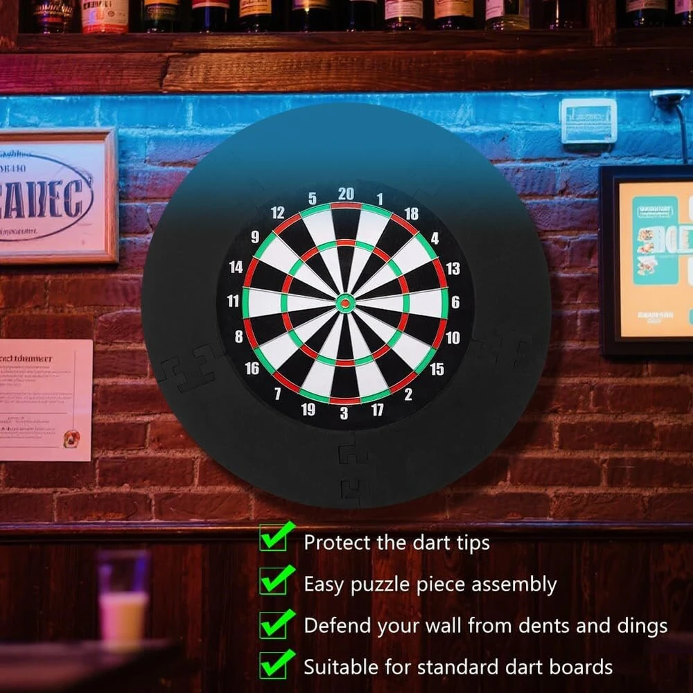 Dartboard apsauga - apsauginis žiedas smiginio lentai, lengvas eva smiginio lentos apvadas, skirtas 45 cm skersmens lentai (bendras skersmuo 72 cm) - sienos apsauga nuo smiginio ir smiginio lentos stovas