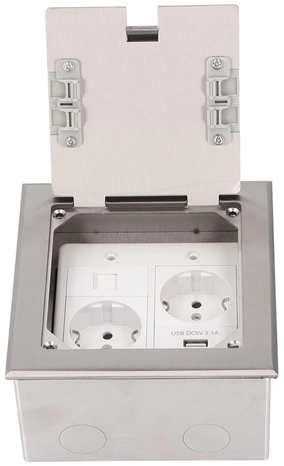 Daugiafunkcinis grindinis lizdas su 2 lizdais, 1 usb, 1 kompiuterio prievadu, atsparus vandeniui, integruoto dizaino, skirtas namams, biurui, prekybos centrui