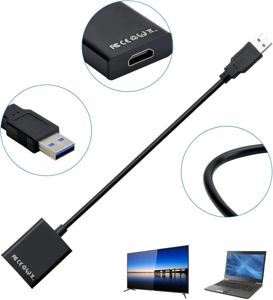 Dawris usb hdmi adapteris, usb 3.0/2.0 į hdmi adapteris televizoriui 1080p full hd kelių ekranų vaizdo garso keitiklis kelių monitorių keitiklis suderinamas su macos, window xp, window7, window8, window10