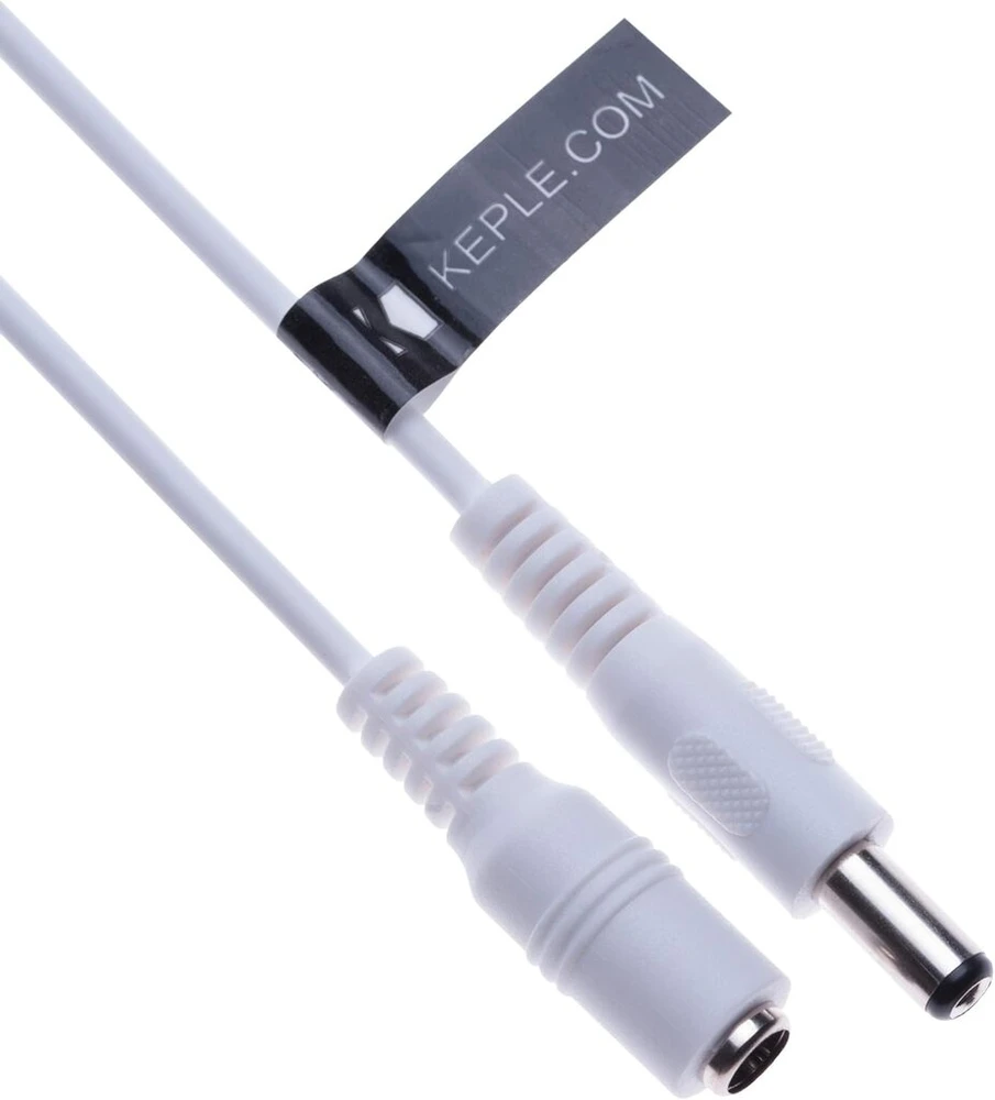 Dc ilgintuvas su 2,1 mm / 5,5 mm jungtimi iš tėviškos į moterišką 2 m jungtis Cctv maitinimo kabelio adapteris, suderinamas su Cctv apsaugos kamera, Ip kamera, Dvr standalone, Led juosta, monitoriais (baltas)