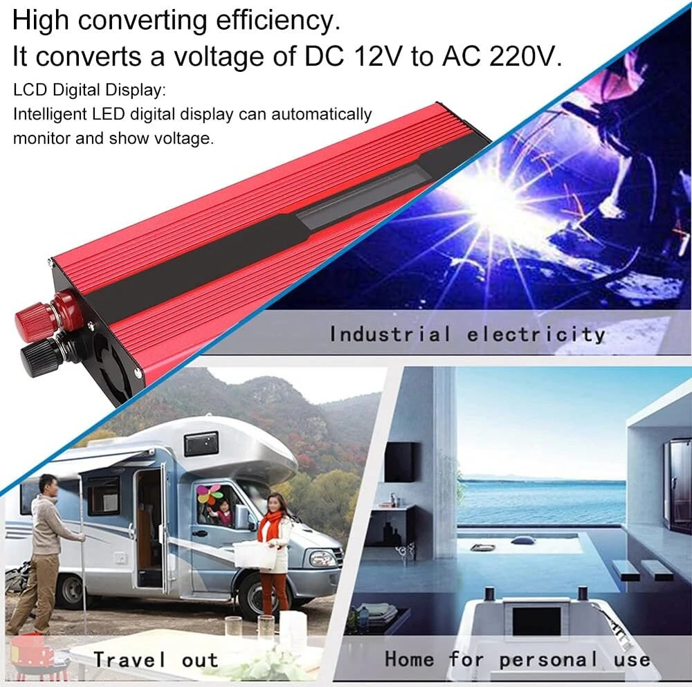 Dc inverteris automobilinis saulės energijos 6000 w inverteris usb įkrovimas lcd ekranas dc 12 v į ac 220 v