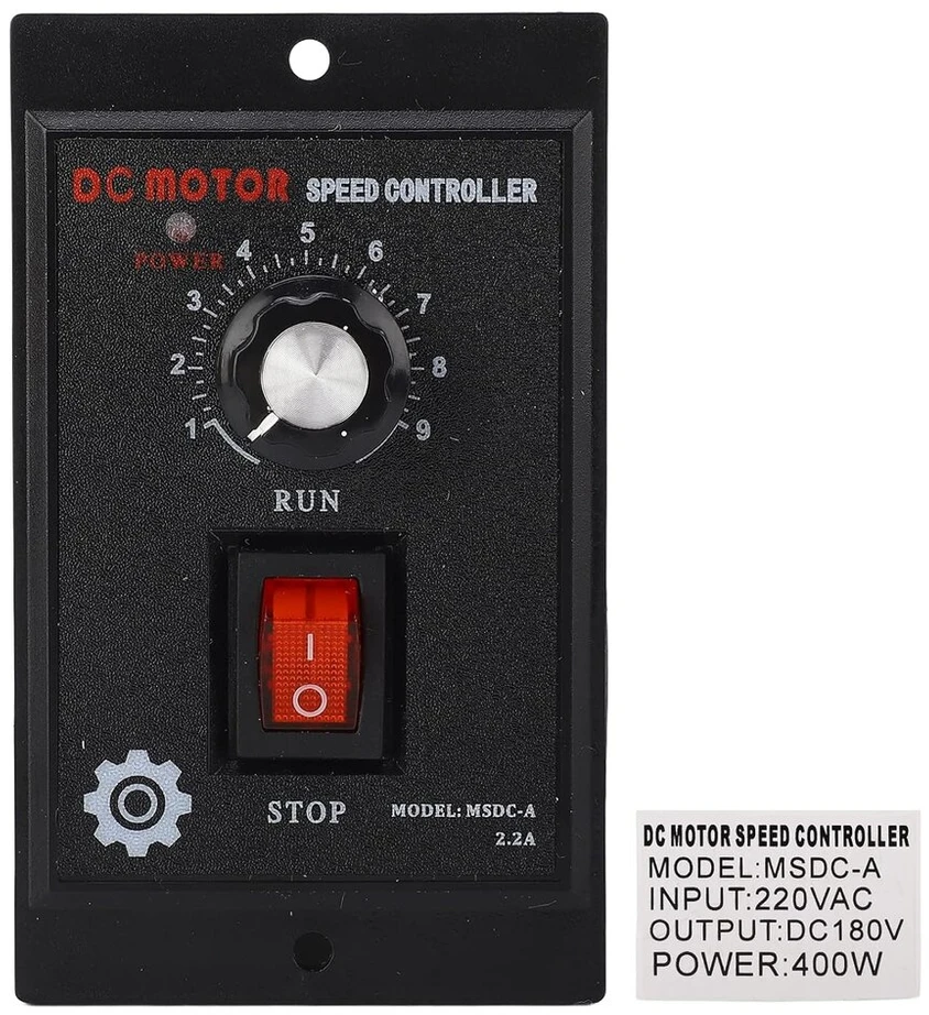 Dc variklio greičio reguliatorius, greičio reguliatorius su judėjimu pirmyn ir atgal elektriniams varikliams, įėjimas 220 V Ac, išėjimas 180 V Dc (400 W)