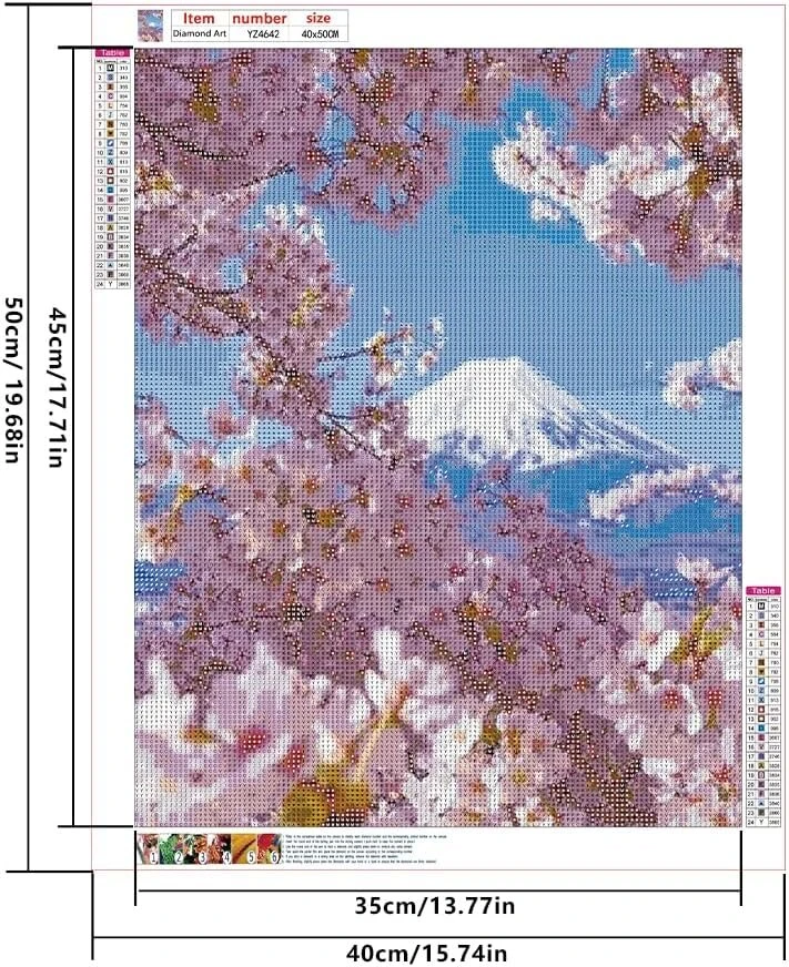 Dcidbei "pasidaryk pats" deimantinė tapyba vyšnių žiedai japonija 40 x 50 cm - 5d deimantinė tapyba pagal skaičius gėlės peizažas - didelis kryželiu siuvinėtas kalnų fuji paveikslas su deimantais