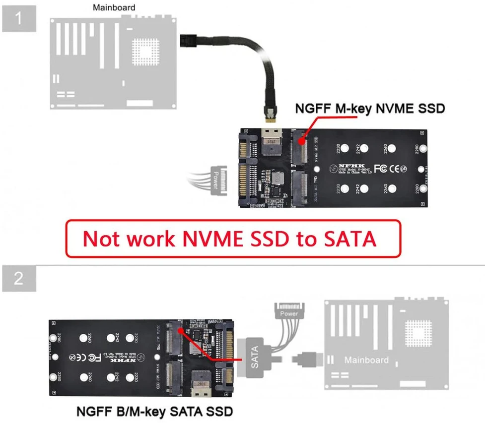 Default Adapteris Sff-8654 į U.2 Nvme M.2 Ssd