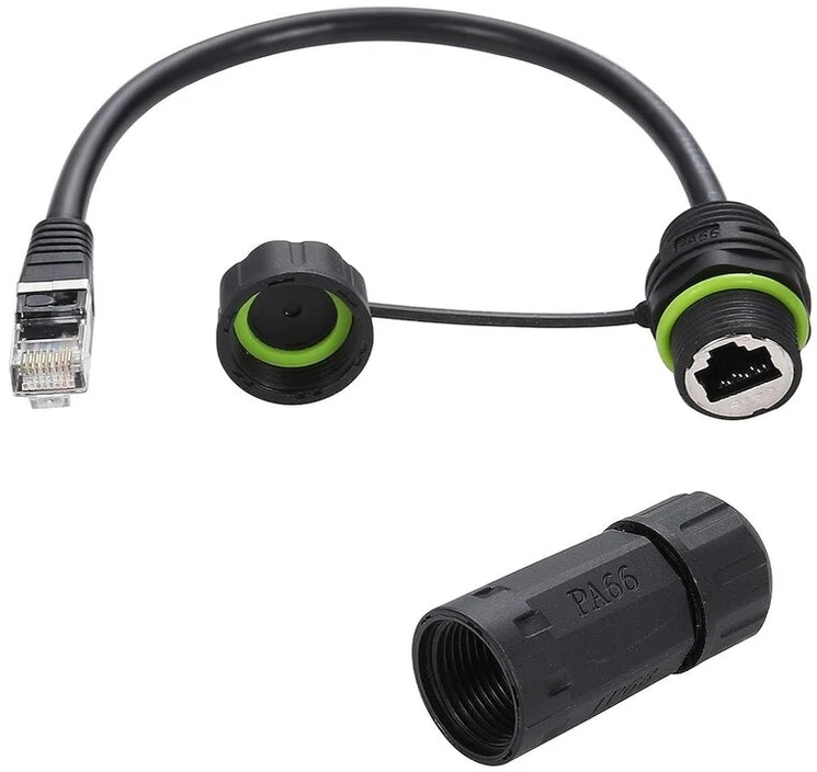 Default Rj45 Ip68 Vandeniui Atsparus Jungiklis Cat6 Ethernet Kabelio Jungtis