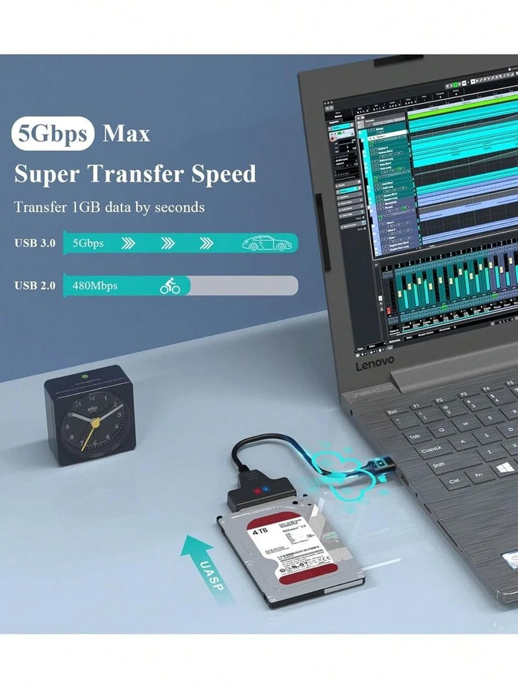 Default Usb 3.0 į Sata adapteris 2.5" Ssd/hdd, 5gbps