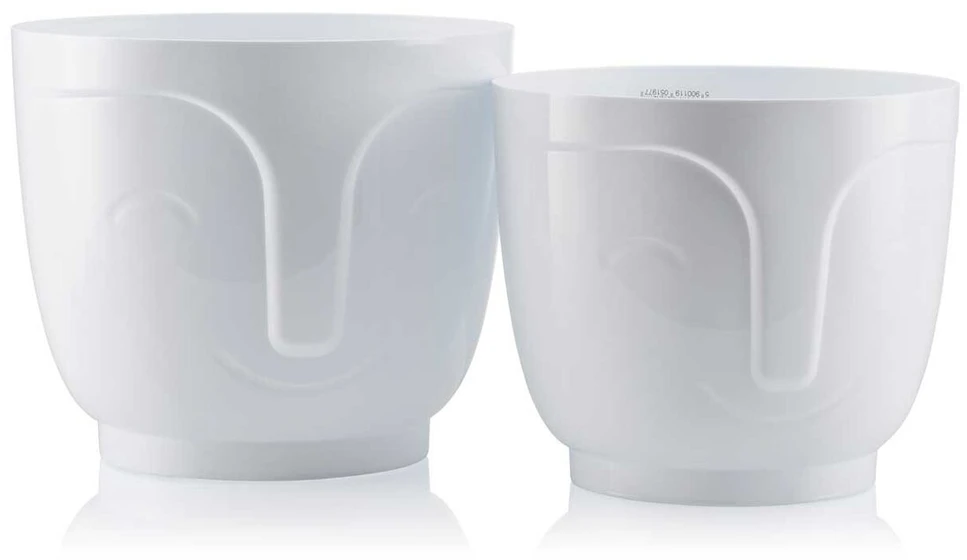 Dėklas gėlių vazonui For Home svetainei virtuvei Veidas Galva baltas plastikas