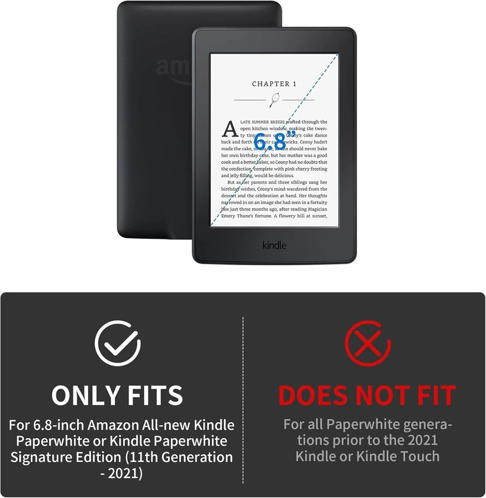 Dėklas Kindle Paperwhite 11 kartos 2021 m., magnetinis 6.8 colio išmanusis dėklas, apsauginis dėklas su stovu ir kortelių lizdu, su riešo dirželiu ir automatinio miego/pabudimo funkcija, 2024 (juodas)