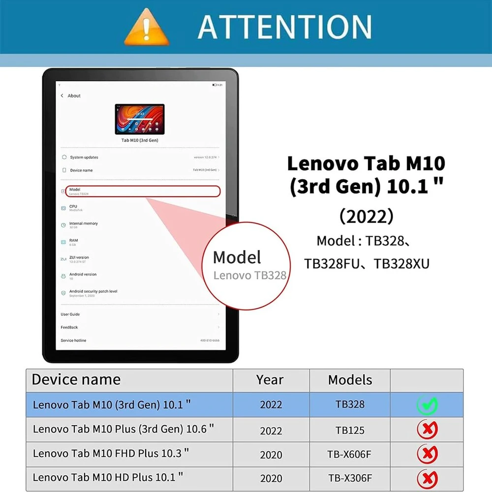 Dėklas Lenovo Tab M10 3rd Gen 10.1" su stoveliu ir automatinio miego/žadinimo funkcija