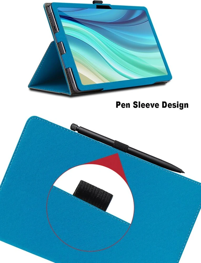 Dėklas, skirtas Doogee T40 Pro 12 colių planšetiniam kompiuteriui, apsauginis Doogee T40 Pro planšetinio kompiuterio dėklas, sulankstomas stovas su rašiklio laikikliu ir riešo dirželiu, visapusiška apsauga (šviesiai mėlynas)