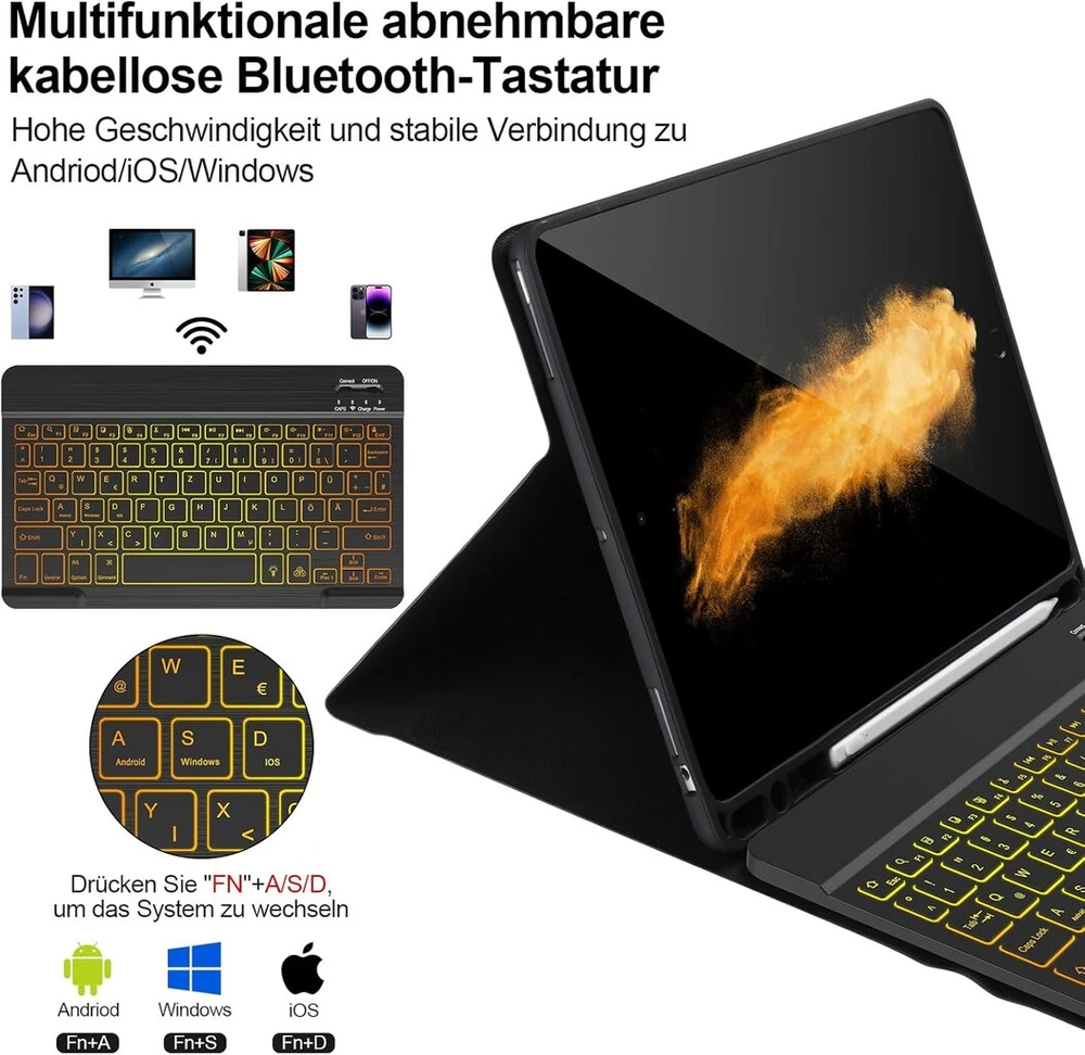 Dėklas su Bluetooth klaviatūra Ipad 10.2" (9/8/7 kartos)