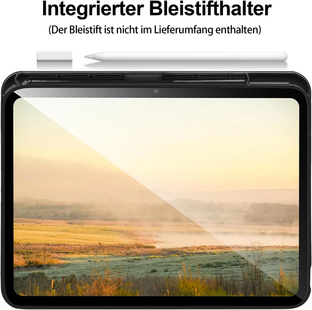 Dėklas, suderinamas su ipad 10th gen 2022 10.9 colių, smūgiams atsparus skaidrus kietas dėklas su rašiklio laikikliu, planšetinio kompiuterio dėklas, skirtas ipad 10th gen 10.9 colių su automatiniu pažadinimu/užmigdymu, juodas