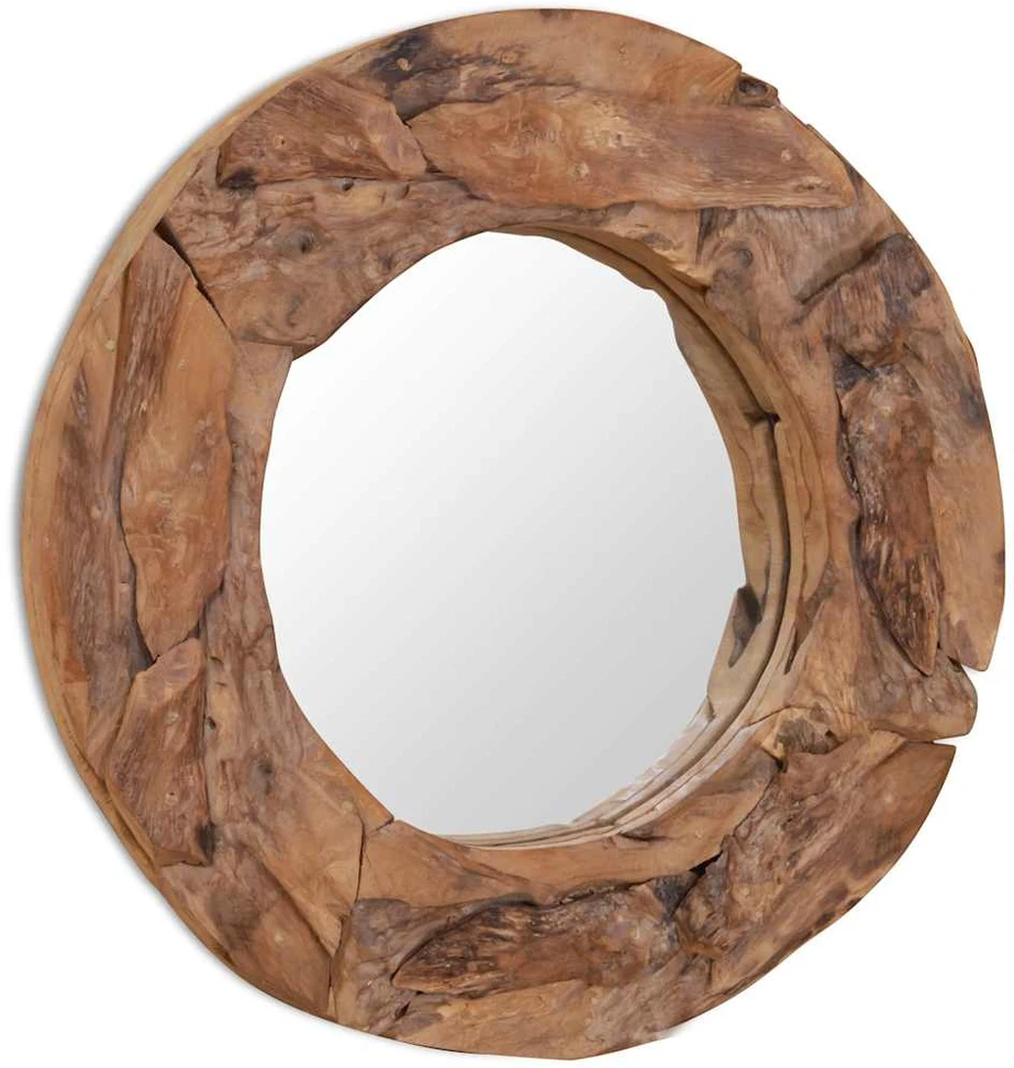 Dekoratyvinis veidrodis iš tikmedžio, 60cm, apvalus