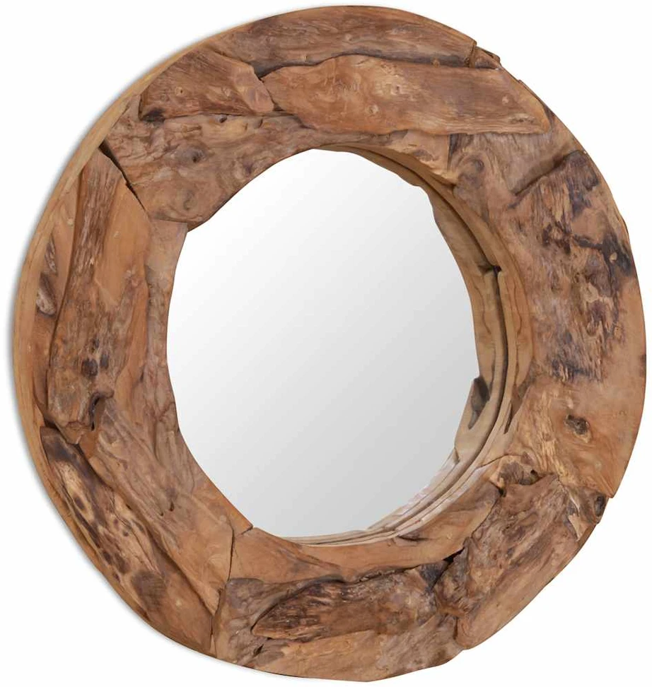 Dekoratyvinis veidrodis iš tikmedžio, 60cm, apvalus