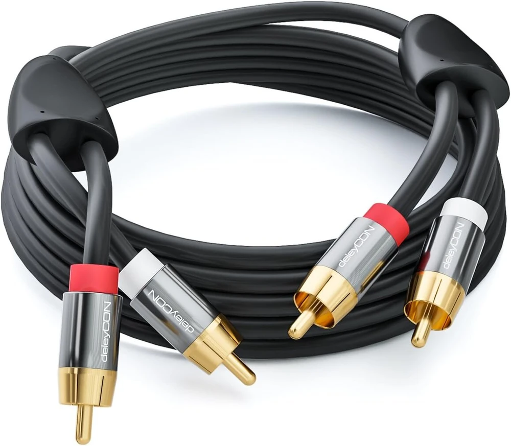 Deleycon 0.5m Stereo Audio Rca Kabelis, 2x Rca Kištukai, Juodas