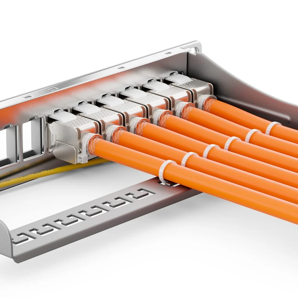 Deleycon 12 prievadų patch panelis, rinkinys, modulinis 1 U 10 colių stovo montavimas + 12x Rj45 keystone modulis Cat6a, suderinamas su Cat5 Cat6 Cat7 Lan tinklo kabelio montavimo kabeliu, pilkas