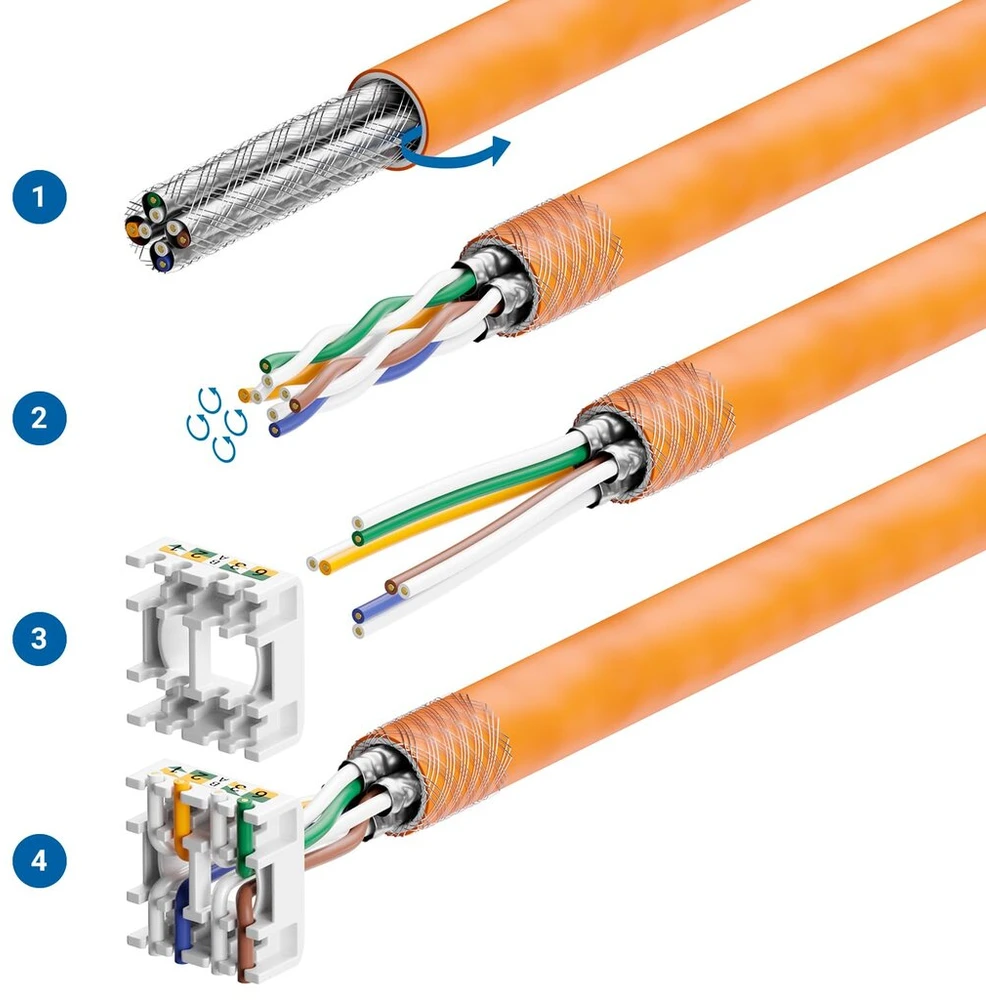 Deleycon 12x Cat 8 keystone lizdo modulis, tinklo kabelis, idealus Cat8 Cat7 Cat7a instaliaciniam kabeliui, Stp ekranavimas, Rj45 lizdas, tinklo patch panelis, keystone laikiklio prailginimas
