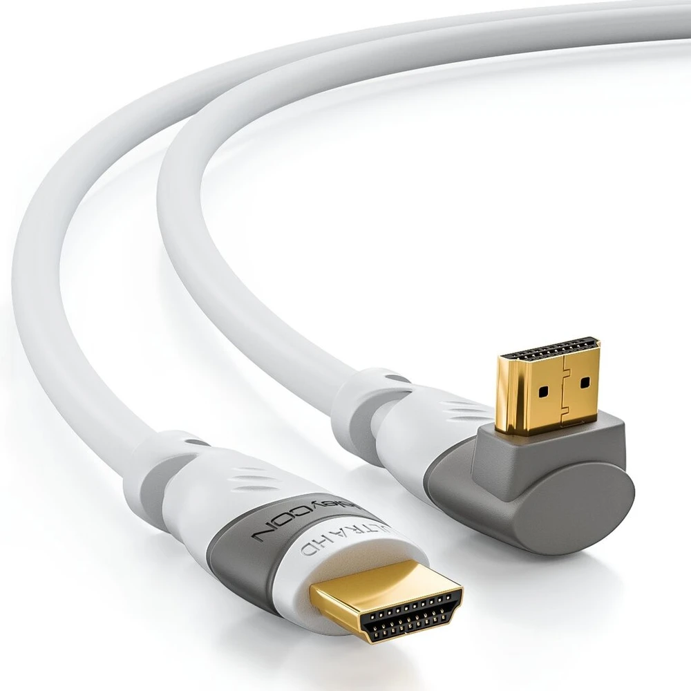 Deleycon 5 m hdmi 270° kampinis kabelis - suderinamas su hdmi 2.0/1.4 - uhd 4k hdr 3d 1080p 2160p arc - baltas