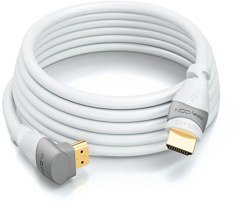 Deleycon 5 m hdmi 270° kampinis kabelis - suderinamas su hdmi 2.0/1.4 - uhd 4k hdr 3d 1080p 2160p arc - baltas
