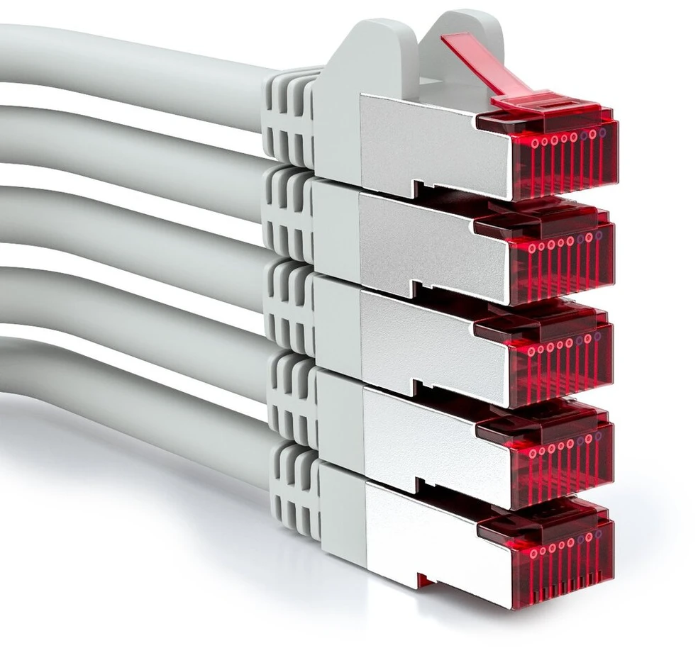 Deleycon 5 x 0,25 m Cat6 Patch kabelis S/ftp Pimf ekranavimas Cat-6 Rj45 tinklo kabelis Ethernet kabelis Lan Dsl jungiklis maršrutizatorius modemas prieigos taškas Patch Panels – pilkas