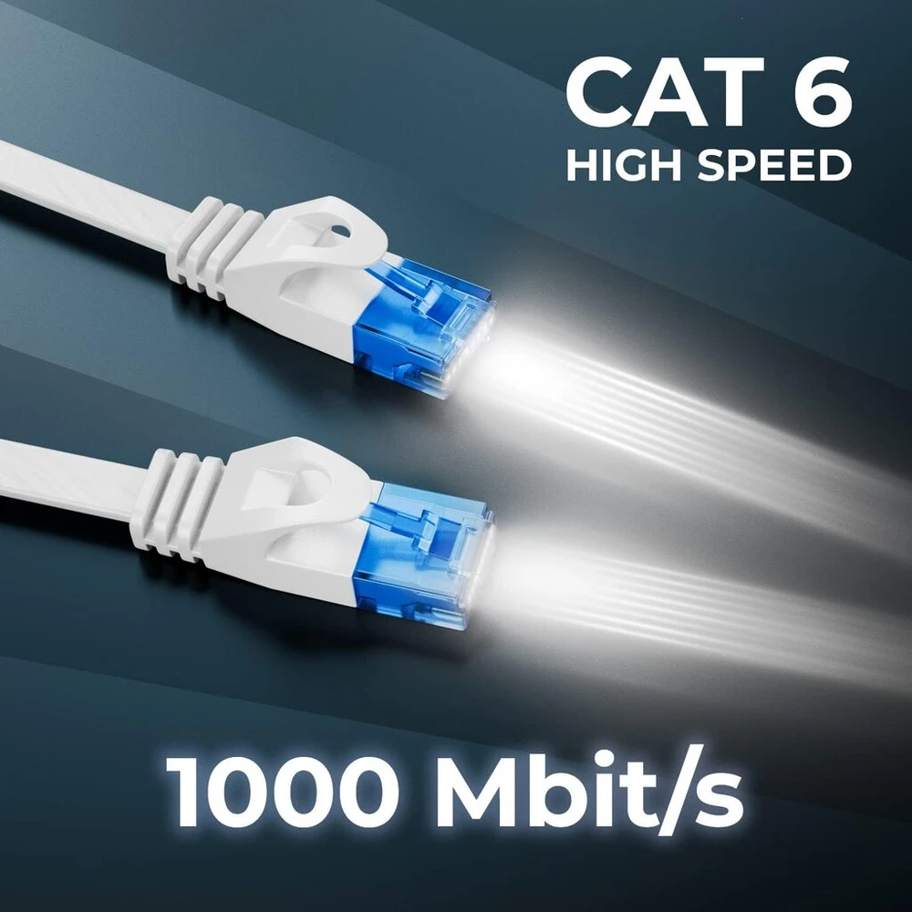 Deleycon Cat 6 Plokščias Tinklo Kabelis U/utp Baltas 7.5m