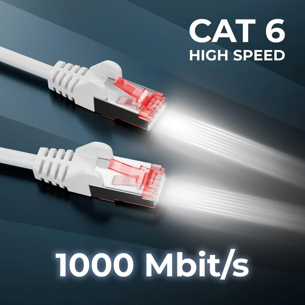 Deleycon Cat6 S-ftp/pimf tinklo kabelis, balta spalva, 0.25m