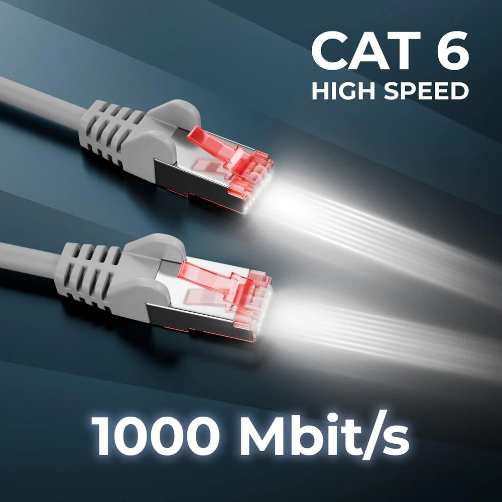 Deleycon Cat6 tinklo kabelis 3m, S/ftp, paauksuoti kontaktai, pilkas