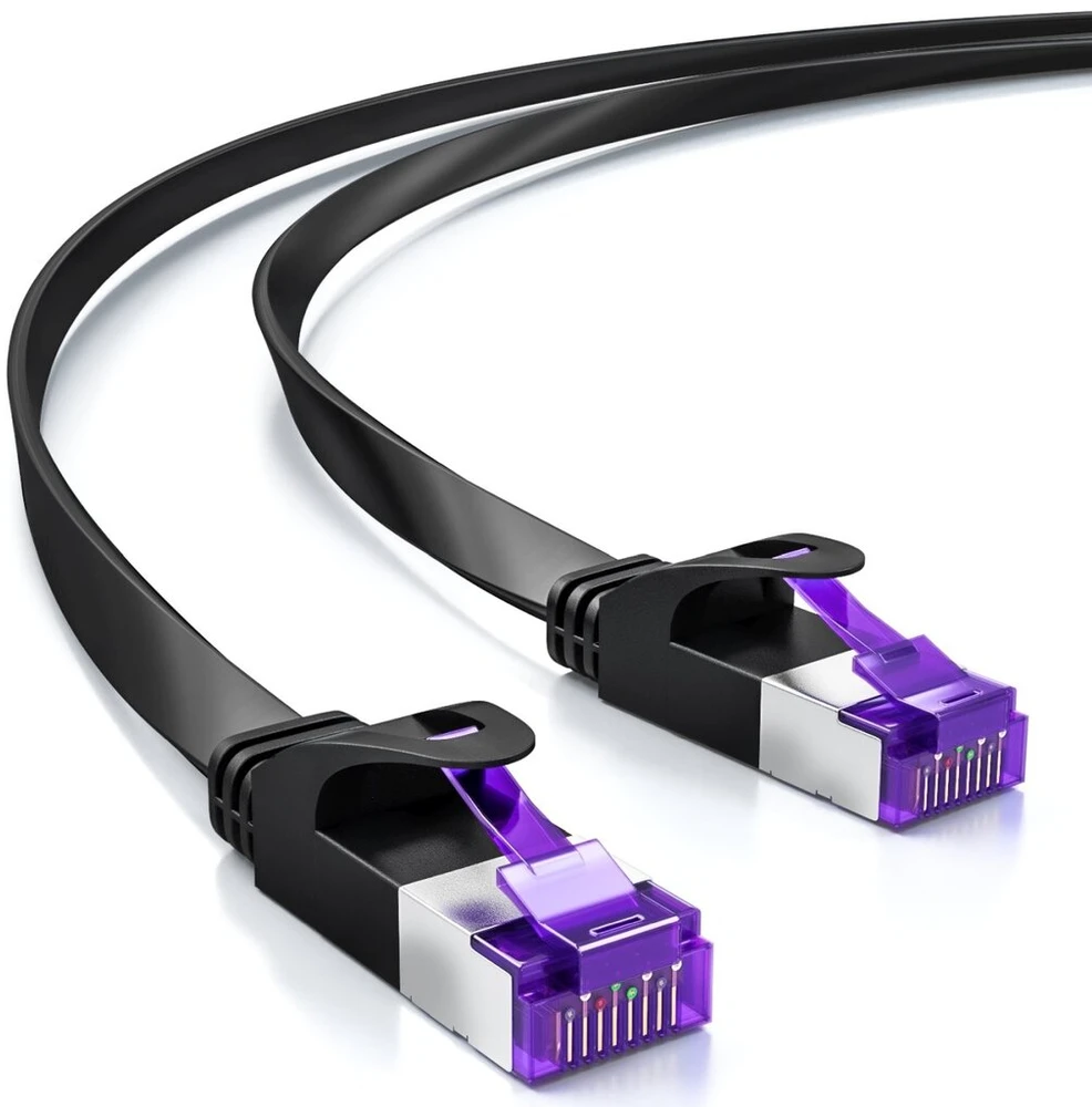 Deleycon Cat7 tinklo kabelis 10m, plokščias, 10 Gbit/s, Rj45 Ethernet