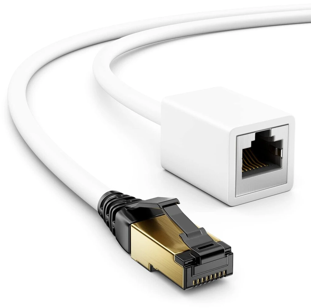 Deleycon Cat8.1 tinklo prailginimo kabelis 7.5m, 40 Gbit/s, baltas