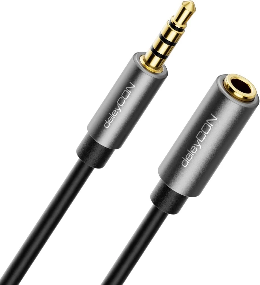 Deleycon ctia ausinių ilgintuvas 4 kontaktų trrs mikrofonas 3,5 mm jack lizdo ilgiklis ausinėms aux metalinis kištukas stereo audio pc mobilusis telefonas išmanusis telefonas planšetinis kompiuteris hifi imtuvas 3,0 m