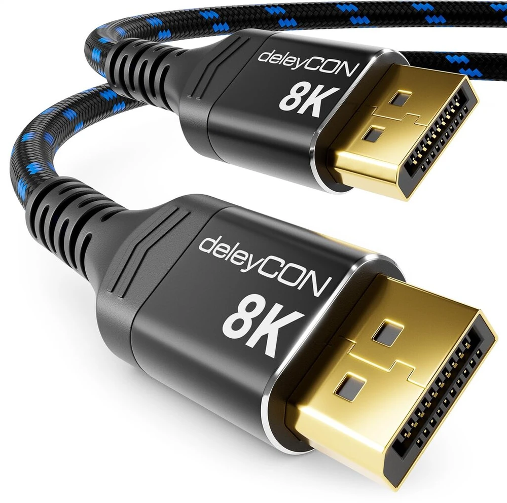 Deleycon Displayport 1.4 Kabelis 1m - 8k@60hz, 4k@165hz, Hdr