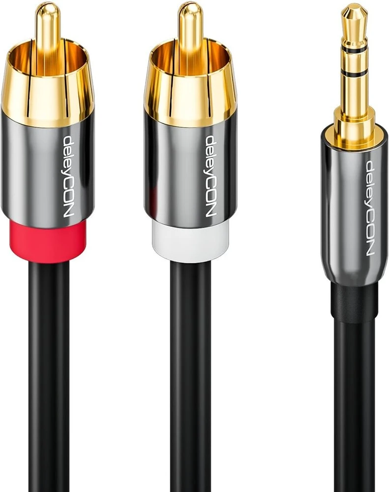 Deleycon Premium Hq stereo audio kabelio adapterio ilgiklis 0,5–5 metrai Cinch metalinis paauksuotas Klinke į Cinch - 12,5 m