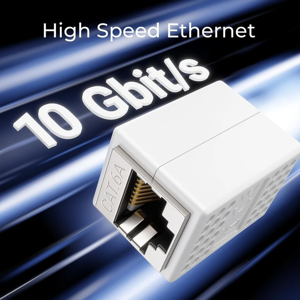 Deleycon Rj45 jungtis, 4 vnt. (10 Gbps) Lan kabelio ilgiklis, tinklo kabelio ethernet adapteris, suderinamas su Cat8, Cat7, Cat6, Cat5 patch kabeliu Lan Dsl Poe 2x Rj45 lizdas - baltas