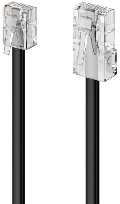Deleycon telefono kabelis, Rj11 į Rj45 modulinis plokščias kabelis, Rj11 kištukas į Rj45 tinklo kištuką, telefono lizdas, modemas, maršrutizatorius, faksas, Isdn, Dsl, Vdsl, internetas, 15 m, juodas