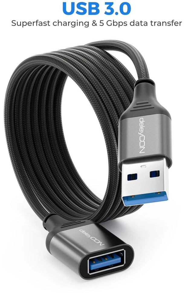 Deleycon Usb 3.0 prailginimo laidas 2m, 5gbps, A Male-a Female