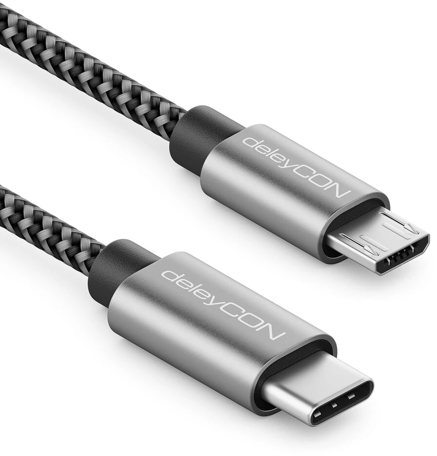 Deleycon Usb-c į Micro Usb kabelis, 1m, juodas
