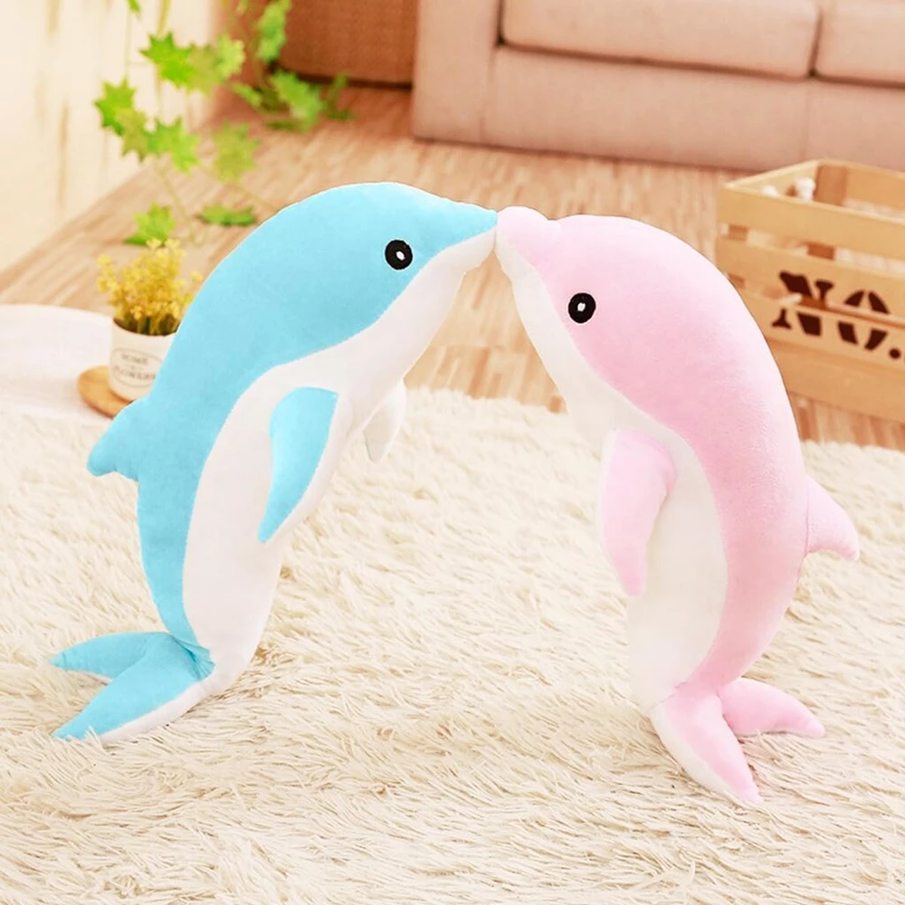 Delfinų pliušiniai žaislai, gražūs įdaryti minkšti gyvūnai, pagalvė apkabinimui, delfinų lėlės vaikams (100 cm / 39.37 coliai, mėlyna)