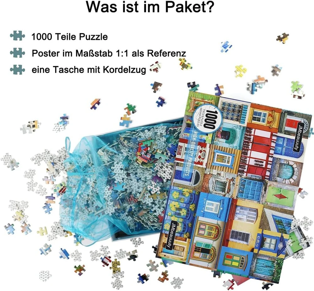 Dėlionė 1000 detalių: Spalvingos durys ir langai pasaulyje