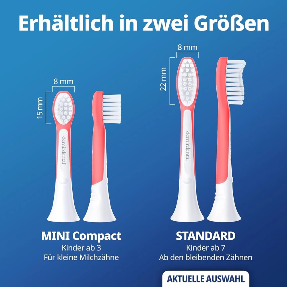 Demirdental vaikiškos galvutės, skirtos Philips Sonicare vaikų sonic dantų šepetėliams nuo 7 iki 10 metų, atitinka Hx6043 Hx6044, 3 vnt., raudonos